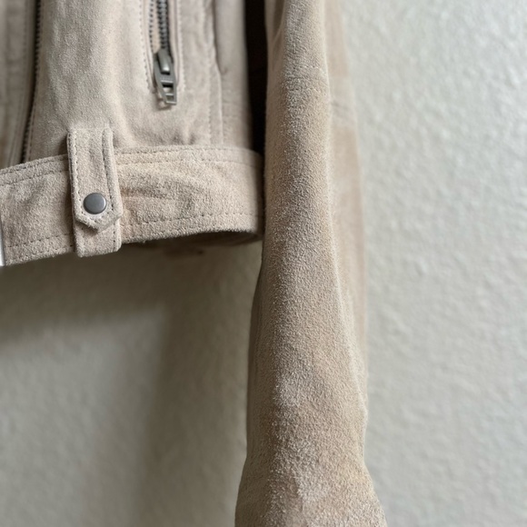 Blanknyc Suede Moto Jacket Medium Leather Sand Tan Biker Cropped whimsygoth Rock - Picture 8 of 16